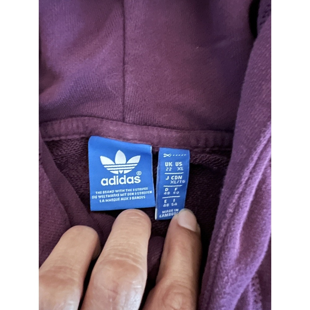 Adidas Youth XL Hoodie Sweatshirt Purple Floral Drawstring Pullover - Picture 3 of 4